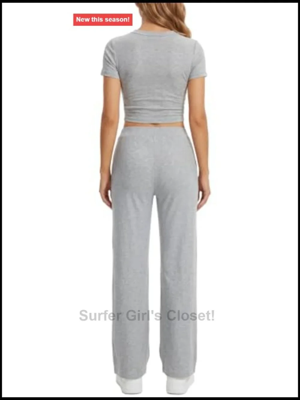 2 Piece Lounge Set Short Sleeve Crop Top Wide Leg Pants Sets